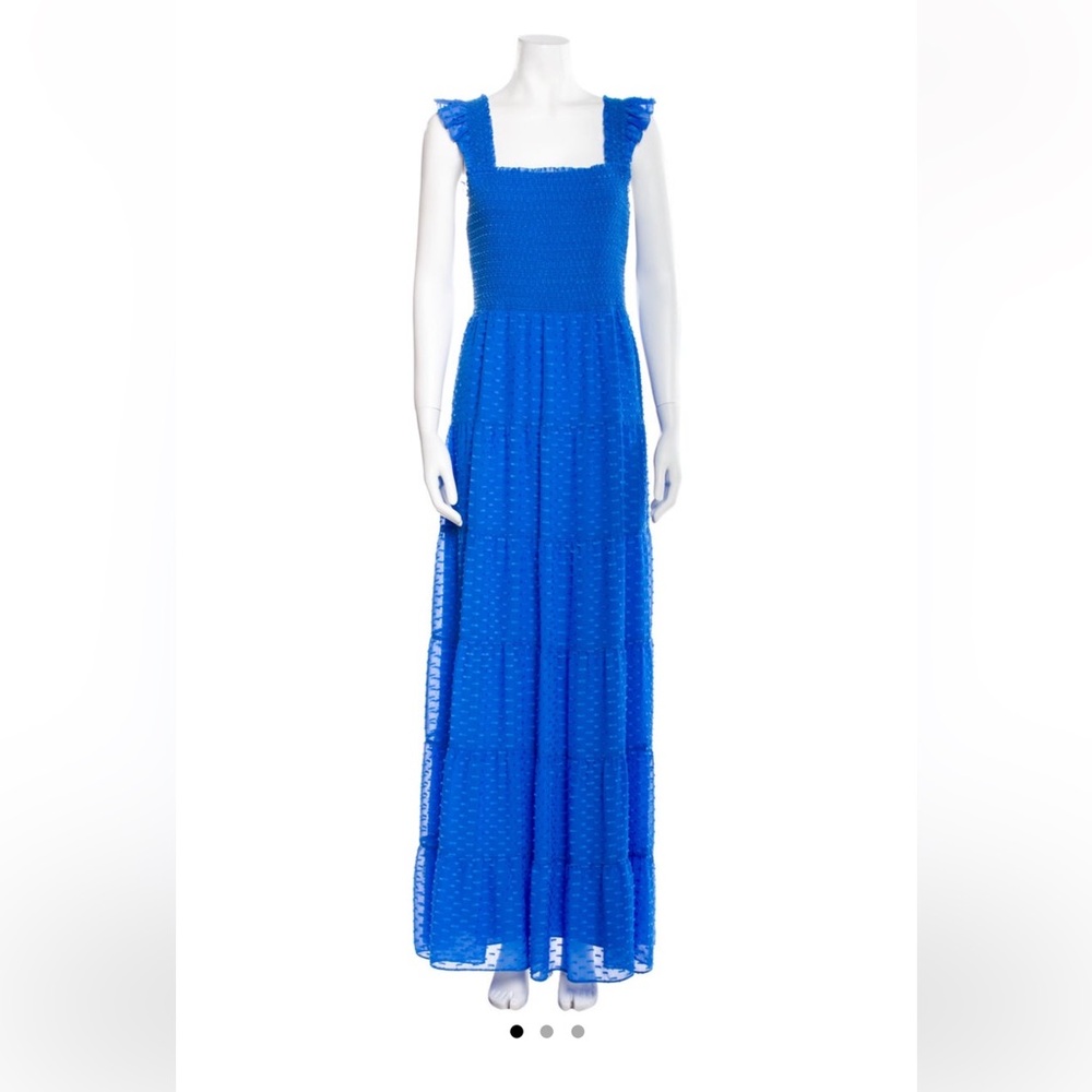 Alice + Olivia Electric Blue Swiss Dot Maxi Dress - Picture 2 of 16